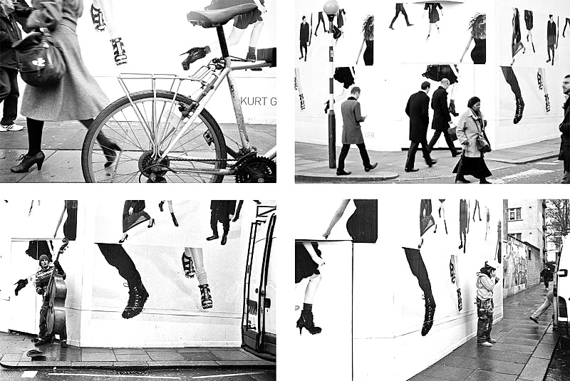 “BE THE FLOWER, NOT THE BEE” A collage of shots all taken at the same location. I spotted this shop hoarding and saw the possibilities. Waiting for things to come to you is a great way to thoroughly explore a scene. Don’t buzz around, just be patient – good things come to those who wait!